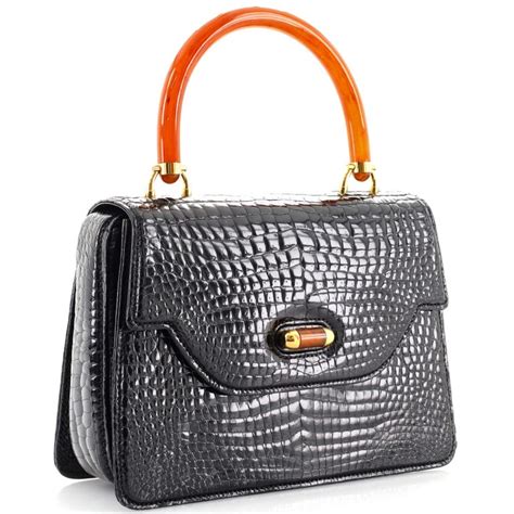 gucci alligator vintage flap|Gucci Vintage Top Handle Flap Bag Alligator with Lucite Small .